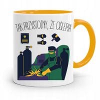 Kubek Żółty Spawacza Tak Przystojny Że Oślepia Z Nadrukiem Ze Zdjęciem