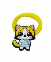 Dziewczęca żółta gumka do włosów kotek w niebieskiej sukience 3cm