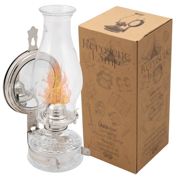 Lampa naftowa olejowa z lustrem NIKIEL Klasyczna z zawieszką RETRO LOFT 31 zdjęcie 1