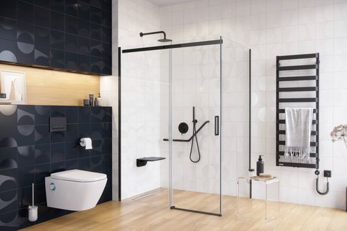 Rols ścianka prysznicowa boczna 90 cm powłoka Clean Control, czarny mat na Arena.pl