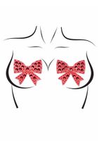 Rhinestone Bow Nipple Jewels Red