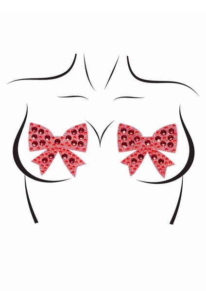 Rhinestone Bow Nipple Jewels Red zdjęcie 1