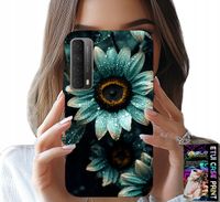 ETUI DO HUAWEI P SMART 2021 - NIEBIESKA GERBERA STOKROTKA KWIAT +FOLIA