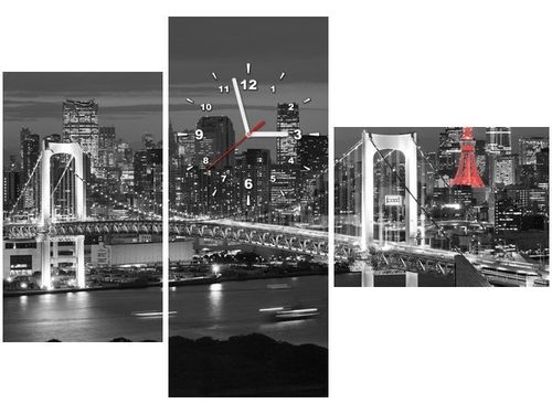 100CM 70CM ZEGAR 3 ELEM TOKYO MOST TĘCZOWY ŚCIENNY OBRAZ na Arena.pl