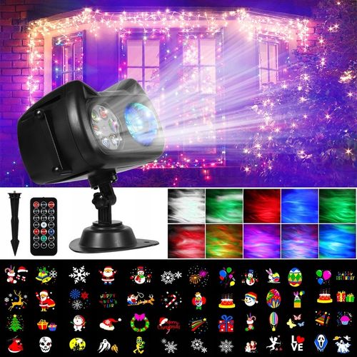 PROJEKTOR LASEROWY ŚWIĄTECZNY ZEWNĘTRZNY GWIAZD RGB PILOT 72 WZORÓW RZUTNIK na Arena.pl
