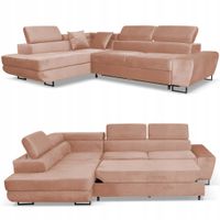 Narożnik rogówka rozkładany f spania Bosso lewy Family meble ciem beż welur