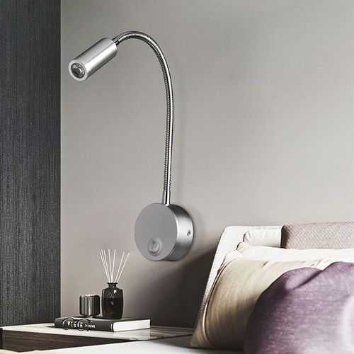 Srebrna lampka FLEXI nocna do czytania do sypialni Kiniet LED 3W Wobako na Arena.pl