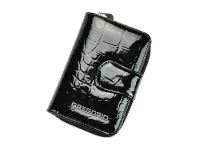 portfel damski skórzany gregorio  czarny skóra naturalna lakierowana