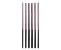 Świeczki na tort długie metaliczne fioletowe, 6 szt.