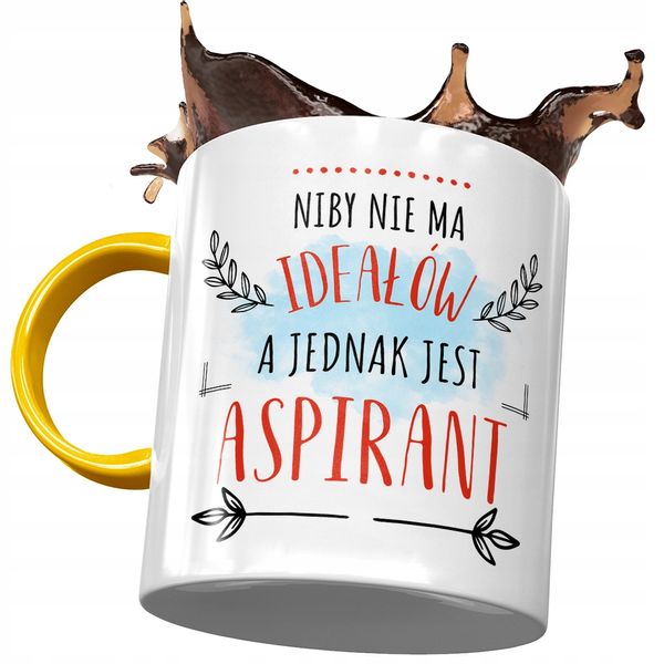 Kubek Żółty Dla Aspiranta Niby Nie Ma Ideałów Z Nadrukiem Ze Zdjęciem zdjęcie 1