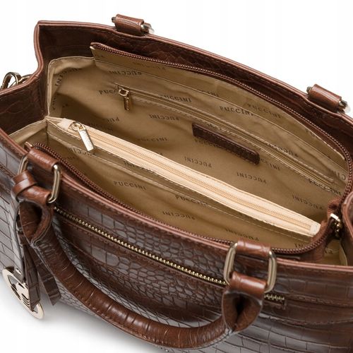 Torebka Damska Mała Kuferek Ramię Odpinany Pasek PUCCINI Brązowa BML067S-2 na Arena.pl