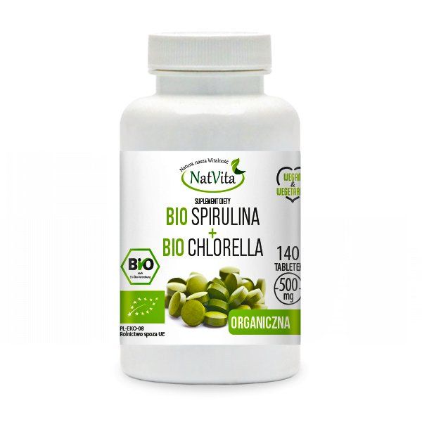 Spirulina + Chlorella Bio 140tab Natvitaorganic zdjęcie 1