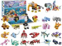 KALENDARZ ADWENTOWY 24 ELEMENTY KLOCKI KONSTRUKCYJNE ZWIERZĘTA SŁOŃ DINO