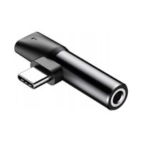 Adapter Audio Baseus USB-C do Mini Jack 3.5mm + USB-C (czarny)