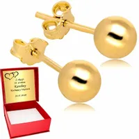 Złote Kolczyki Kulki Kule Duże Złoto Grawer