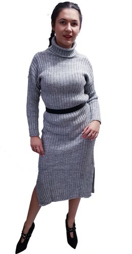 Sweter Długi z Golfem Szary na Arena.pl