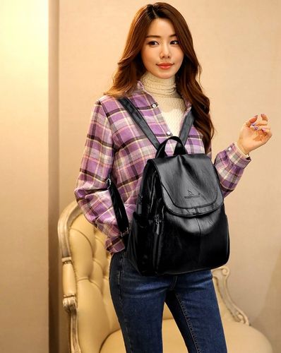 Skórzany Plecak Damski Szkoły Pracy Miejski Czarny na Arena.pl