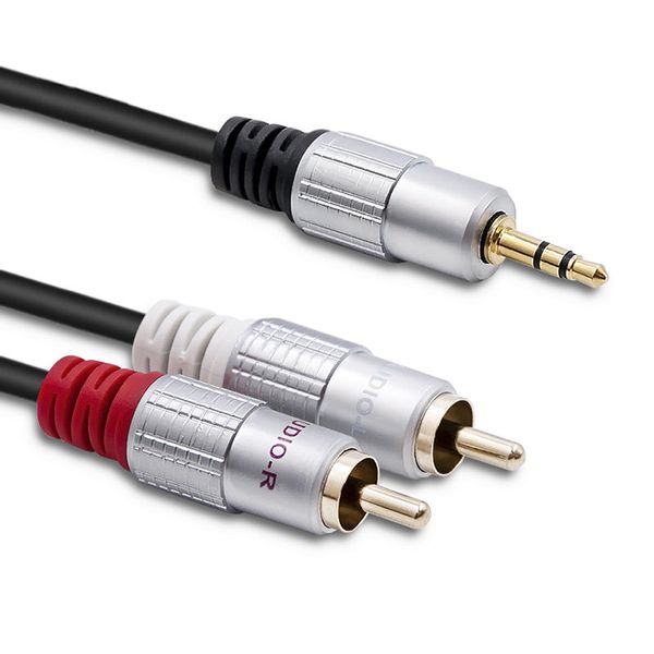 Qoltec Kabel  2x RCA / Mini Jack 3.5mm | 3m | Czarny zdjęcie 1