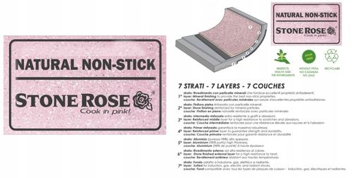 Zestaw garnków 13 elementów efekt granitu różowy uchwyt stalowy Stonerose na Arena.pl