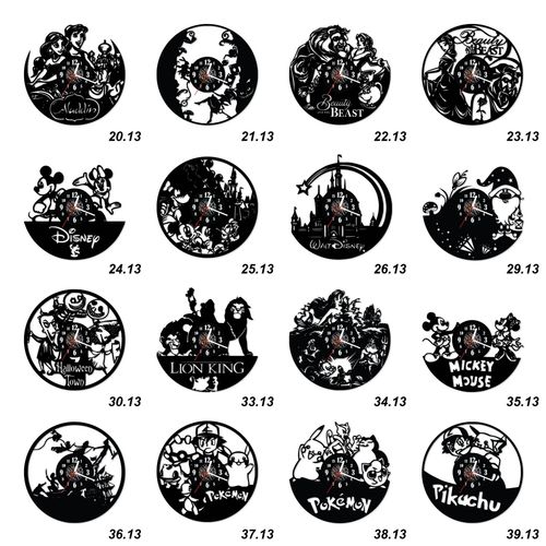 Zegar Ścienny z płyty winylowej na lustrze BAJKI 64 wzory 30x30cm na Arena.pl