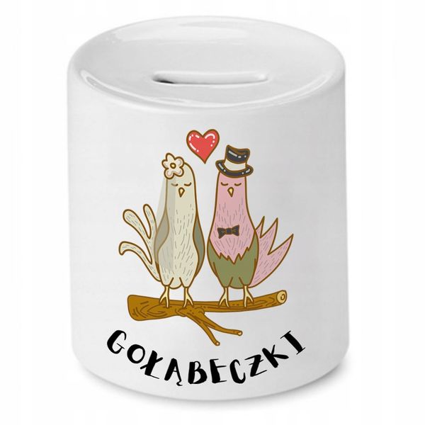 Skarbonka Prezent Walentynki Gołąbeczki Z Nadrukiem Ze Zdjęciem zdjęcie 1