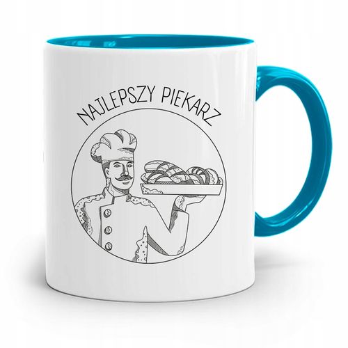 Kubek Błękitny Prezent Dla Najlepszego Piekarza Z Nadrukiem Ze Zdjęciem na Arena.pl