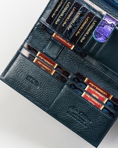 duży portfel damski ze skóry naturalnej na zatrzask - peterson na Arena.pl