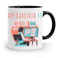 Kubek Czarny Informatyka Programisty Specjalista Z Nadrukiem Ze Zdjęciem