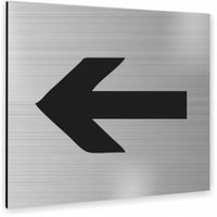 Tabliczka STRZAŁKA W LEWO SREBRNA Tablica nierdzewna PIKTOGRAM ALUMINIUM