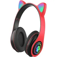 Słuchawki bezprzewodowe bluetooth z radiem fm mp3 świecące kocie uszy