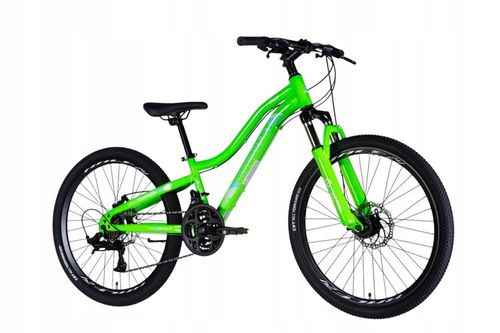 ROWER GÓRSKI MTB 24 CALI NA KOMUNIĘ AMORTYZACJA HAMULCE TARCZOWE 130-145cm na Arena.pl