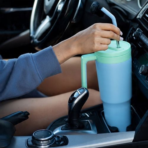 Duży Kubek Termiczny ze słomką i uchwytem OMI Tumbler 1200 ml - Sky na Arena.pl