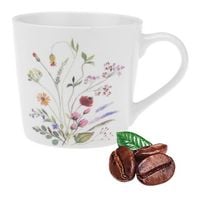 Kubek porcelanowy 400 ml New Bone biały z nadrukiem w kolorowe kwiatki wz.4