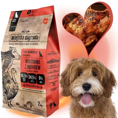sucha karma dla psa wiejska zagroda wołowina z indykiem chrupki s 2 kg na Arena.pl
