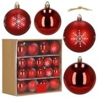 Bombki choinkowe 36 szt. zestaw dekoracje świąteczne ozdoby nietłukące czerwone