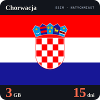 Karta eSIM Internet Chorwacja 3 GB na 15 dni - bez rejestracji