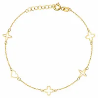 Złota Bransoletka Próba 585 Kwiatki Serce Grawer w Pudełku