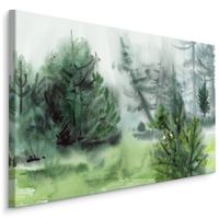 Obraz Na Płótnie Do Salonu Las We Mgle Krajobraz Abstrakcja 90cm x 60cm