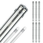 Zestaw 6x oprawa hermetyczna AQUA M 2x120 + 12x LED T8 18W neutralna