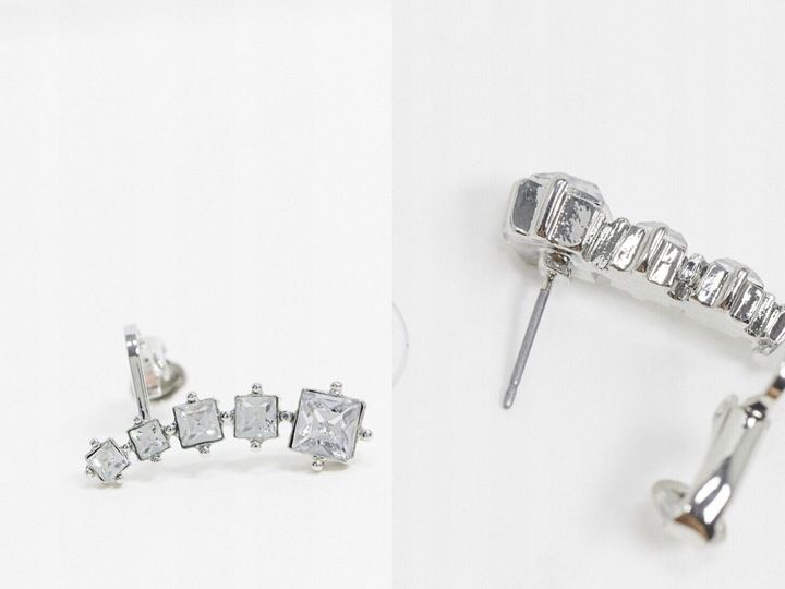 DESIGN Nausznica srebrna z kryształkami zdjęcie 1