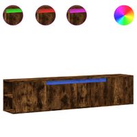 Ścienna szafka pod TV, z LED, przydymiony dąb, 180x31x39,5 cm