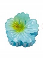 Piękna spinka klamra akrylowa kwiatek hibiskus niebieski 4cm