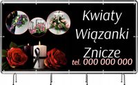 BANER REKLAMOWY 130x80 cm plandeka duży wybór wzorów KWIATY WIĄZANKI ZNICZE