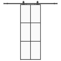 Drzwi przesuwne z zestawem okuć czarne 76x205 cm ESG szkło