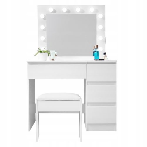 Toaletka kosmetyczna z oświetleniem biała 94 x 140 x 43 cm AGA na Arena.pl