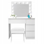 Toaletka kosmetyczna z oświetleniem biała 94 x 140 x 43 cm AGA