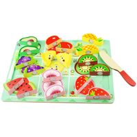 Drewniana układanka puzzle owoce do krojenia na rzep tablica