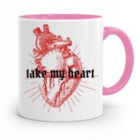 Kubek Różowy Na Walentynki Take My Heart Z Nadrukiem Ze Zdjęciem