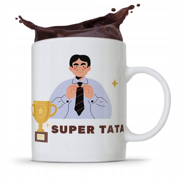 Kubek Na Dzień Ojca Dla Taty Super Tata Prezent Z Nadrukiem Ze Zdjęciem zdjęcie 1