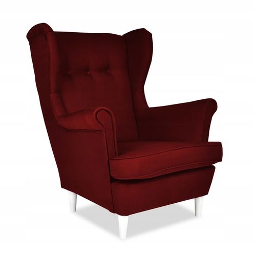 Fotel uszak ARI z podnóżkiem, skandynawski  czerwień bordo na Arena.pl